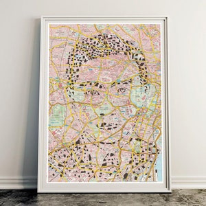 Yukio Mishima papercut / Tokio kaart / handgemaakte poster 50x70cm / handgekapte kaart / Japan / papier snijden op papier / beperkte oplage