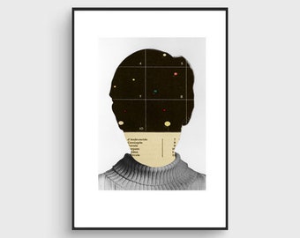 Fine Art Print / Portrait poster / Face Portrait Collage / Thought / Sky / Space / Collage print / Giclée