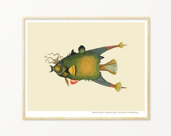 Fisch Kunstdruck / Kunstposter / Collage / Fisch / Meer / Wandkunst / Meeresleben Kunstdruck / Giclée Drucke