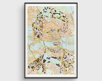 August Strindberg poster / Stockholm map /  Literary Portraits / Famous writers / Book lovers - a print of an original Paper Cut Map