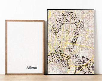 Napoleon Lapathiotis poster / Athens map / Greek poet / Literary Portraits / Book lovers - a print of an original Paper Cut Map