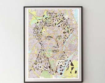 Søren Kierkegaard Poster / Copenhagen Map / Danish philosopher / Famous writers / Book lovers - a print of an original Paper Cut Map