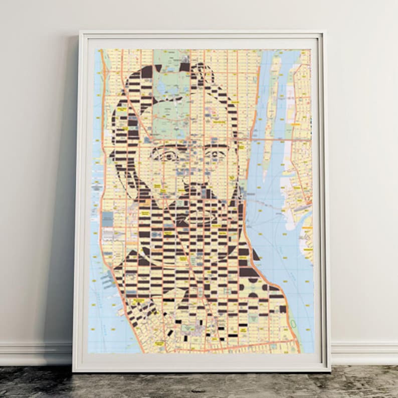 Herman Melville / New York Map / Paper Cut Map / Handmade Etsy