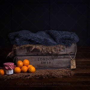 2 Neugeborene digitale Hintergründe / Hintergrund / London Kiste / rote Mütze / Marmelade / Orangen / Sofortiger Download