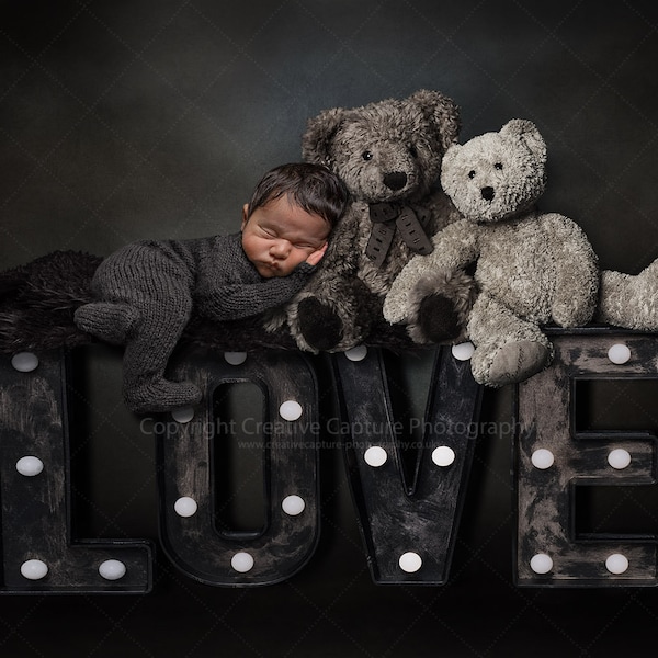 Newborn Digital backdrop / background / love sign / teddy bears / Instant download