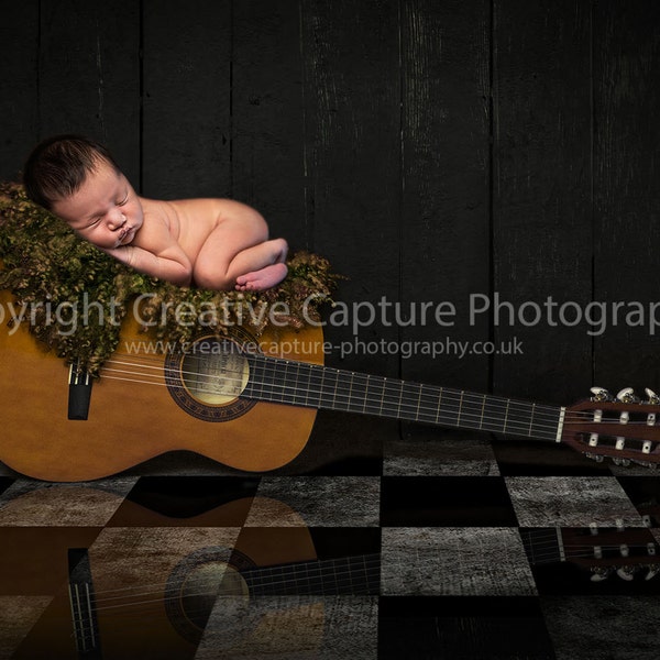 Newborn Digital backdrop / background / Newborn prop / guitar