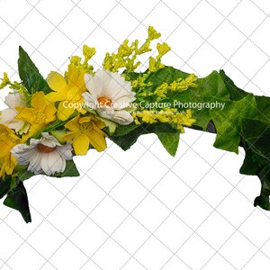PNG / transparent overlay / floral crown /  yellow flowers /  Instant download