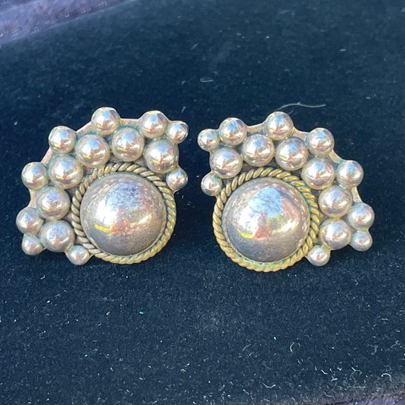 Vintage Sterling Silver Mexican Earrings - image 2