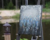 Original painting with blue flowers wall decor acrylic painting