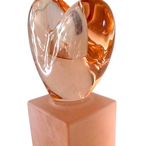 Royal Holmegaard Denmark Pink Piedestal Heart Vintage Fine Glass Candlestick Holder.  Nordic Retro Collectible