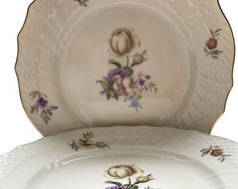 Plato Frijsenborg de Royal Copenhagen: Plato de postre vintage de peonía verde