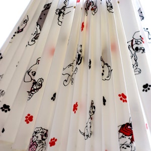 White Nordic Pleated "Plisse" Lamp Shade with Dalmation Cartoon Design.  Quality Vintage. Clip on. Scandinavian Style.