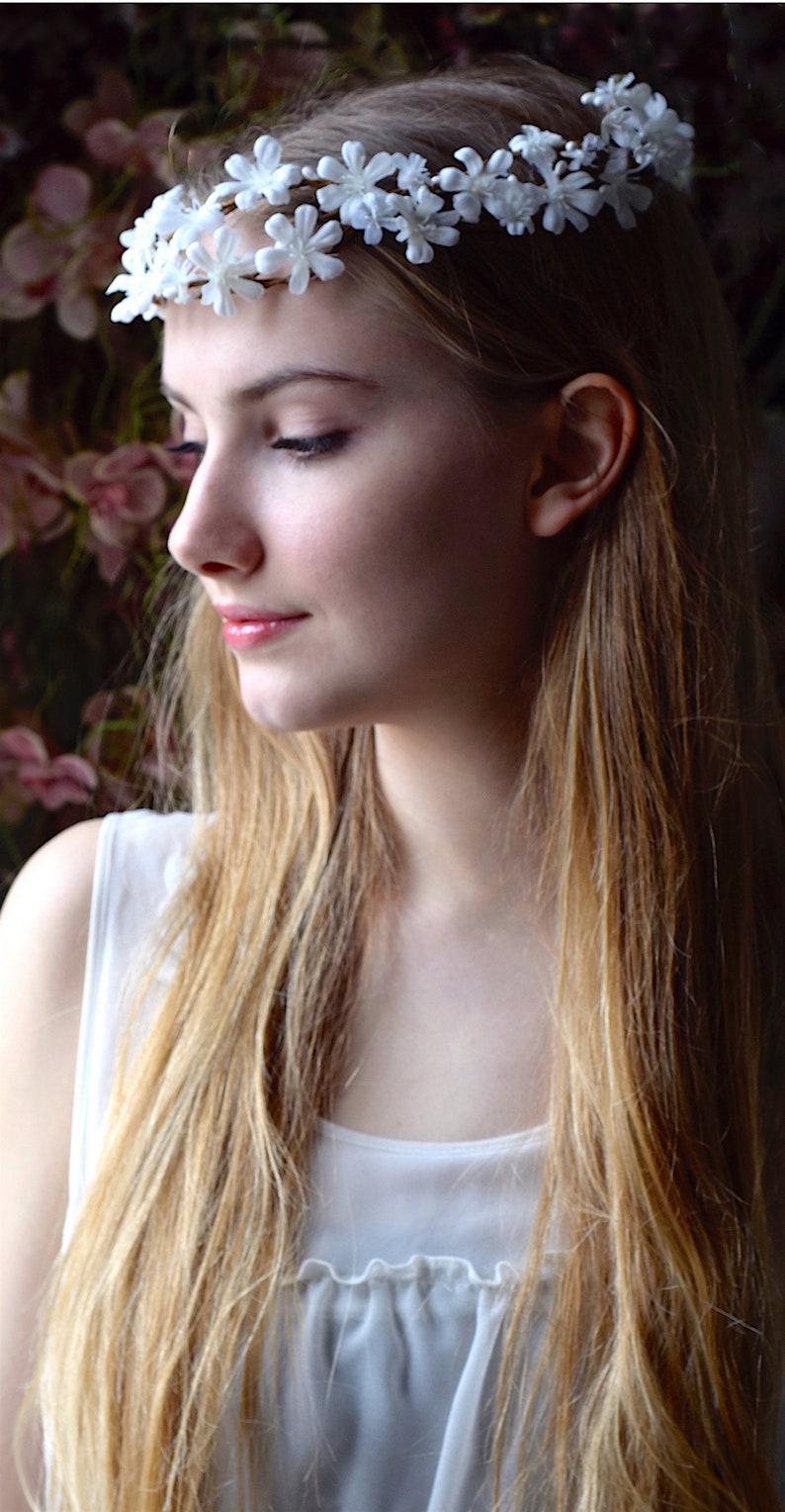 Nordic Wild Jasmin Flower Hair Wreath. Delicate White Flowers. Etsy