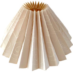 Vintage Scandinavian Pleated Lamp Shade: Cream Geometric Swirl, Clip On