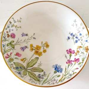 Beautiful Flora Round Serving Plate Dish with Handles. Vintage 1950s Krautheim Selb Bavaria Wiesengrund Bergeschohn
