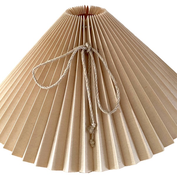 Classic Warm Beige Latte Textile Nordic Pleated "Plisse" Lamp Shade Designer Vintage. Clip Frame. Scandinavian Style.