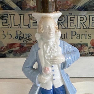 Vintage Rococo Style German Porcelain Lamp Base.  Rosenkavaler Noble Man with Rose.  Not Wired.