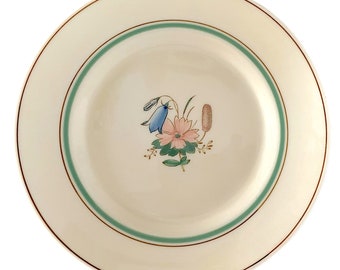 Zeldzame Royal Copenhagen Karup Zijplaat Denemarken jaren 40. Art Nouveau Pastel Botanisch Motief. 1. Klasse. PR-plaat verkocht. Diameter 15 cm