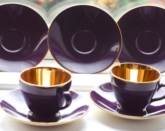 Royal Copenhagen Gold Vintage Aluminia Confetti Demitasse Cup and Saucer Set. Denmark 1950s. Heirloom Quality. Select Colour(s)