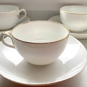 Extremely Rare Royal Copenhagen Demitasse Cup Set. Pristine White with Gold Trim. Antique 1870-1890. Sold per cup/saucer set.