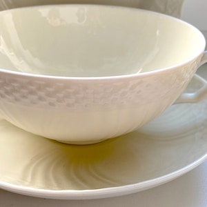 Rare Two Handle Consomme Cup and Saucer Set Royal Copenhagen Creamy Off White Josephine Denmark 1960s. 2. Class. Sold pr Set.