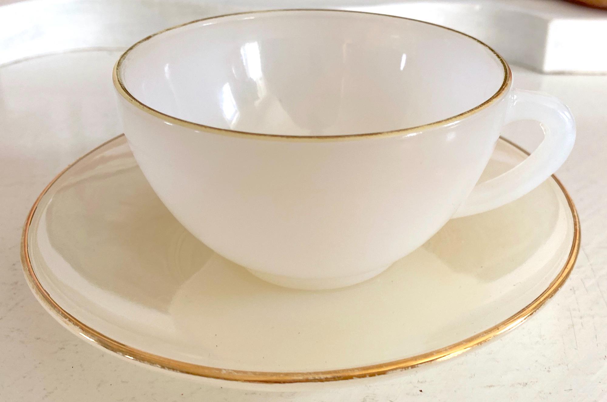 Tasse à Café Vintage Arcopal France "TOI" Avec Soucoupe - Blanc à Pois - Neuf