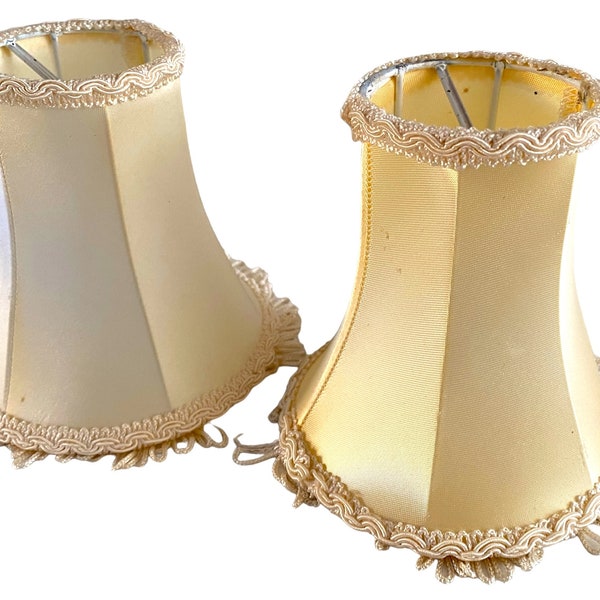 Vintage 1950s French Parisian Chic Petite Lamp Shade. Clip On. Satin. Lace with Tassel Trim Beautiful Details. Sold per Shade. Select