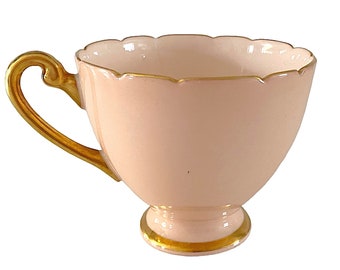 REPAIRED FLAW Rare Beautiful Antique Shelley Richmond Pastel Pink with Gold Small Tea Cup.  Fine Bone Porcelain. England. Cup Only No Saucer