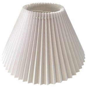 Pure White Pleated Lamp Shade. Vintage Scandinavian Style. Clip Frame. Nordic Classic.