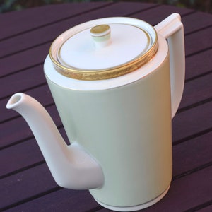 Vintage Royal Copenhagen Dagmar Coffee Pot: Pale Green & Gold, 1960s