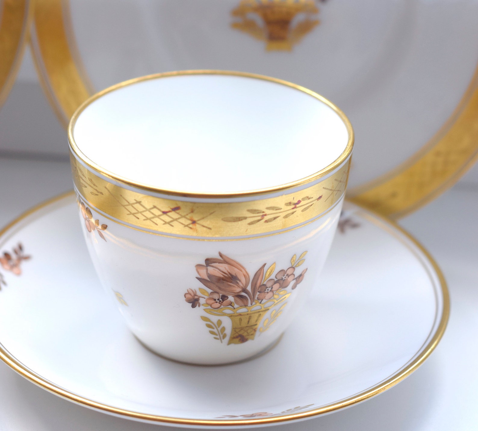 Antique Royal Copenhagen Golden Basket 3 Piece Coffee/tea Cup - Etsy