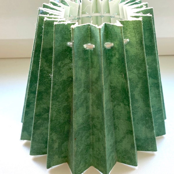 Small Green "Marbled" Textured  Nordic Pleated "Plisse" Lamp Shade Quality Vintage. Clip On. Scandinavian Style.