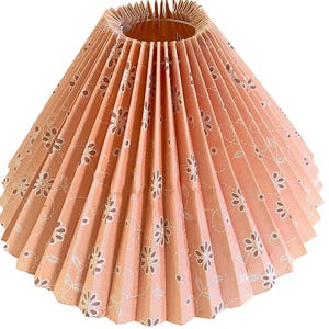 Vintage Pink Botanical Lamp Shade: Pleated Textile, Nordic Style