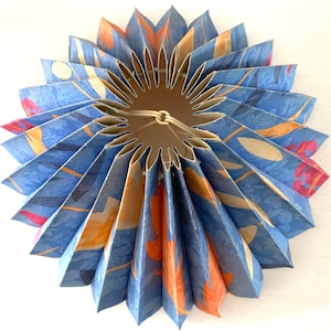 Designer Pleated "Plisse" Vibrant Abstract Botanical Textile Lamp Shade. Quality Vintage Scandinavian,  Clip Frame