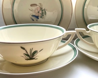 Rare Two Handle Consomme Cup and Saucer Set Royal Copenhagen Karup Denmark 1940s. 1. Class.  Sold pr Set.