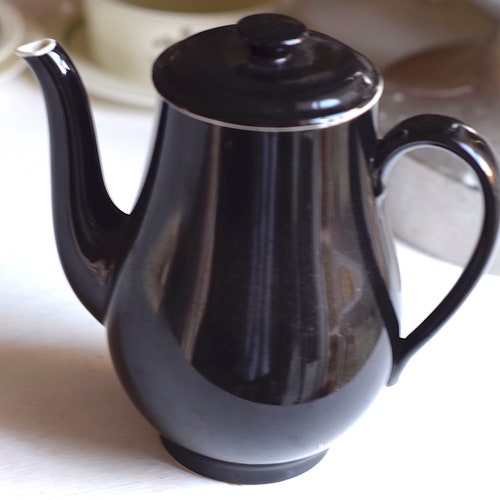 Very Rare Vintage Royal Copenhagen Aluminia shops Confetti Black Lidded Coffee/Tea Pot. 1950s Made in Denmark. Heirloom Collectible