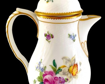 ロイヤルコペンハーゲン フルサクソンフラワーコーヒーポット。1900年