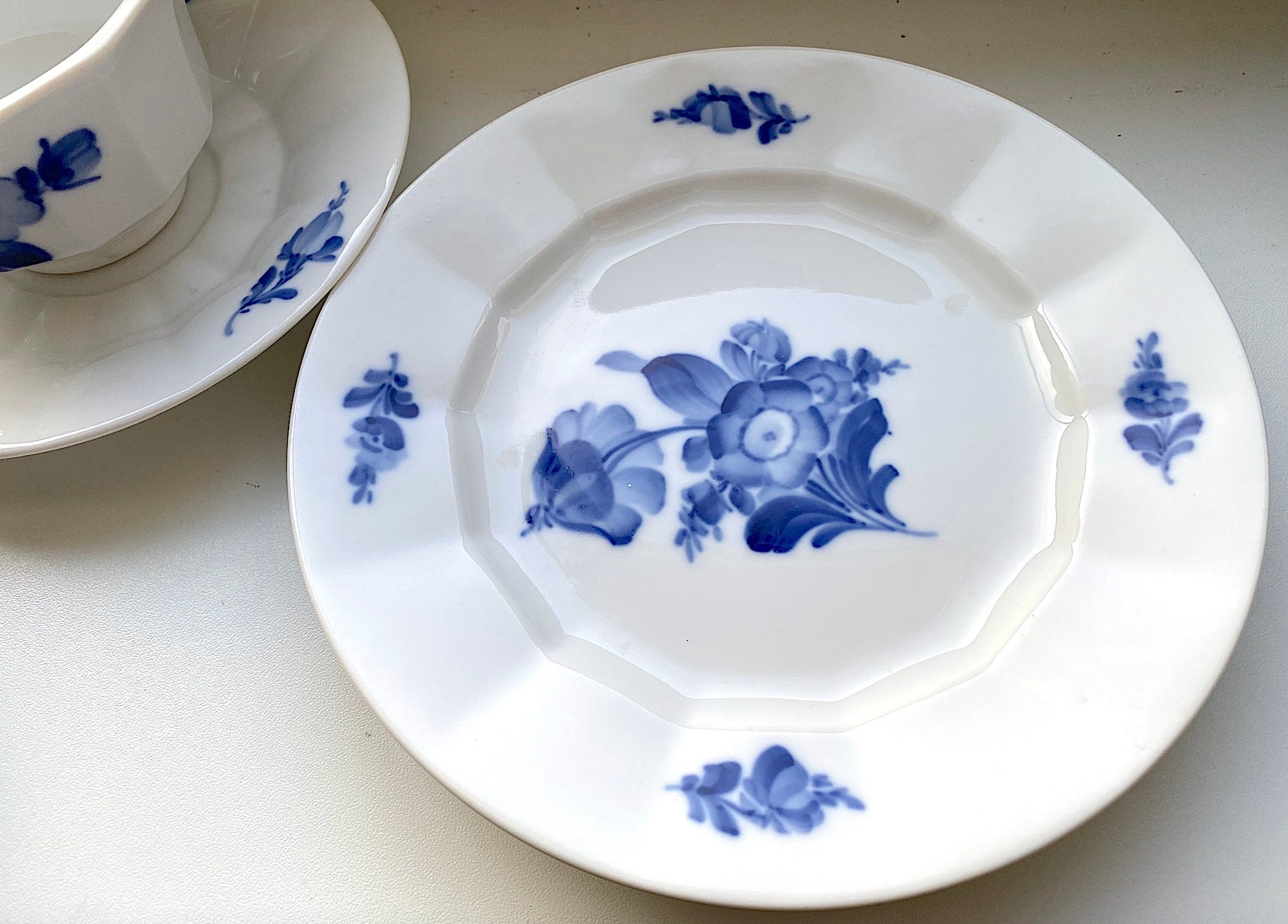 Antique/vintage Royal Copenhagen 1. Class Blue Flower Angular Blå Blomst  Fine Porcelain. Tea Cup and Saucer Set. Cake Plate Option. - Etsy