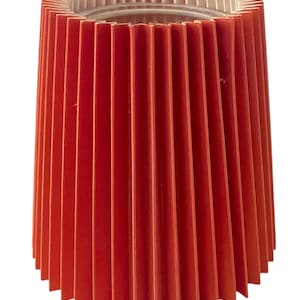 Nordic Small Pleated "Plisse" Lamp Shade. Textured Red Orange. Clip On Frame. Scandinavian Style.
