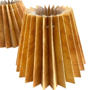 Vintage Pleated Nordic Small Lamp Shade. Scandinavian Design. Curry Orange Yellow Marble Texture Pattern. Clip On. Sold per Shade