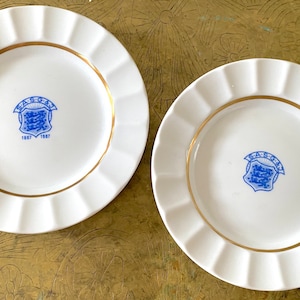 Royal Copenhagen Porcelain Plate: Vintage 1960s Blue Logo, Gold Trim