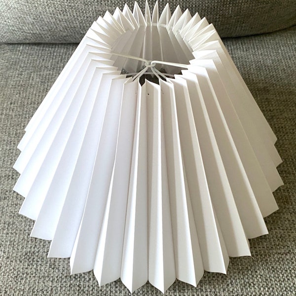 Pure White Textured Fabric Nordic Pleated "Plisse" Lamp Shade Designer Quality Vintage. Clip On. Scandinavian Style.