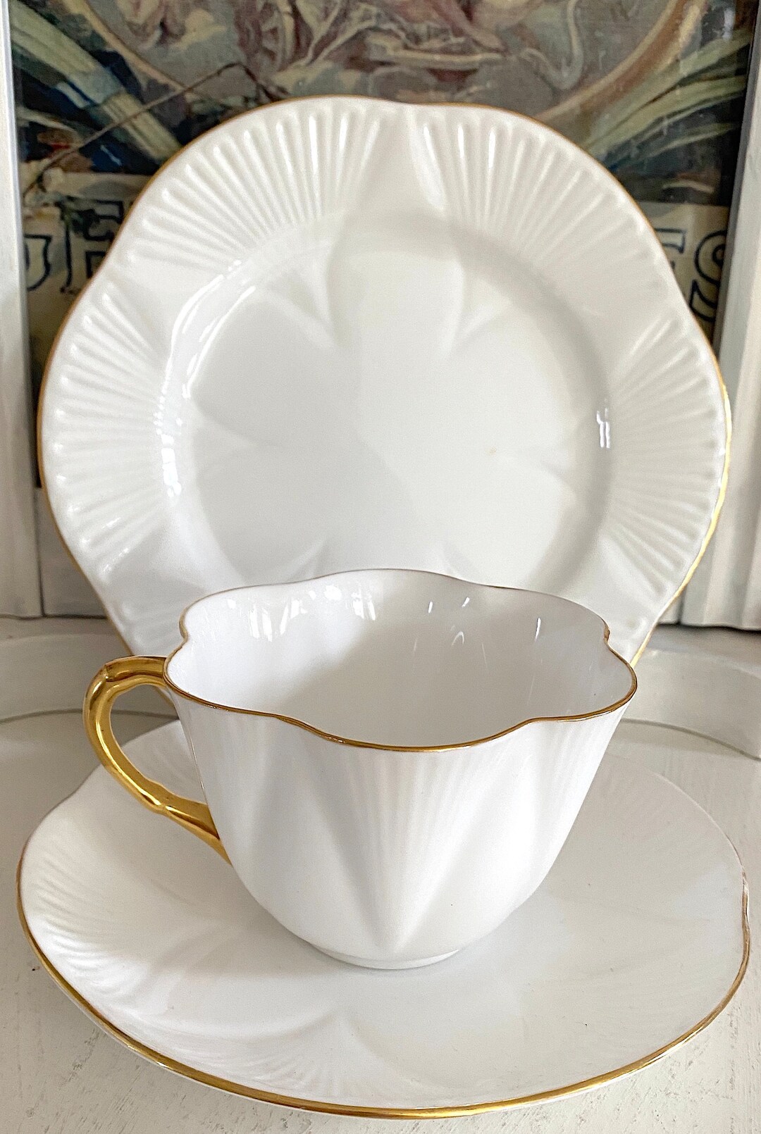 Regency Tea Set Vintage Shelley Regency Tea Cup and Saucer Set: Fine Bone China, Gold ...