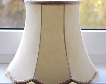 Vintage Medium Large Tassle Lamp Shade Ivory Beige Fabric Old Frame Shabby Chic 