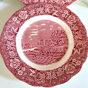 Lovely Antique 1930s English. Red pink and White Fajance. Side Plate. Sold per Plate