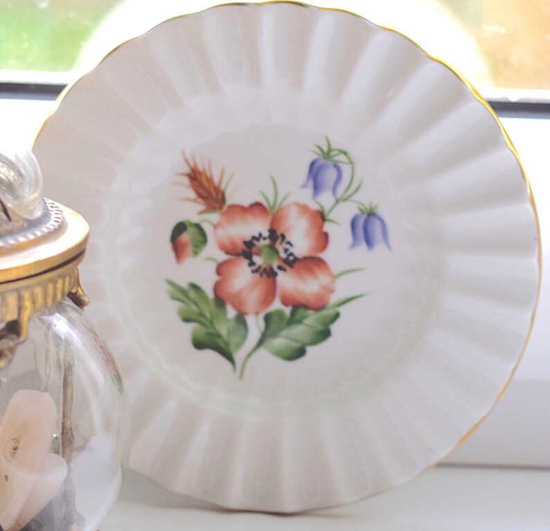 Very Rare Vintage Lyngby Denmark Round Plate Fan Shape. White With