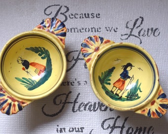 アンティーク フランス カンペール 陶器ボウル：ブルターニュ地方の