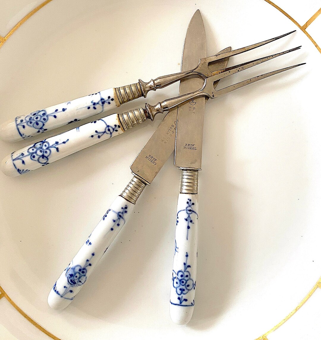 Rare Antique Cutlery Solingen Germany Blue Flute Fine Etsy