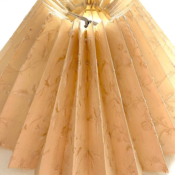 Champagne Cream Lace Textile Romantic Pleated "Plisse" Lamp Shade Designer Quality Vintage. Scandinavian Style. Clip on.