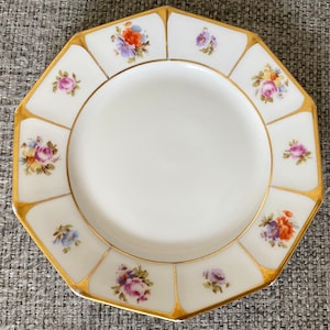 Rare Vintage 1950s TIrshcenreuth Bavaria Gold Floral Henriette. Fine Porcelain Side/Cake Plates. Sold per Plate.